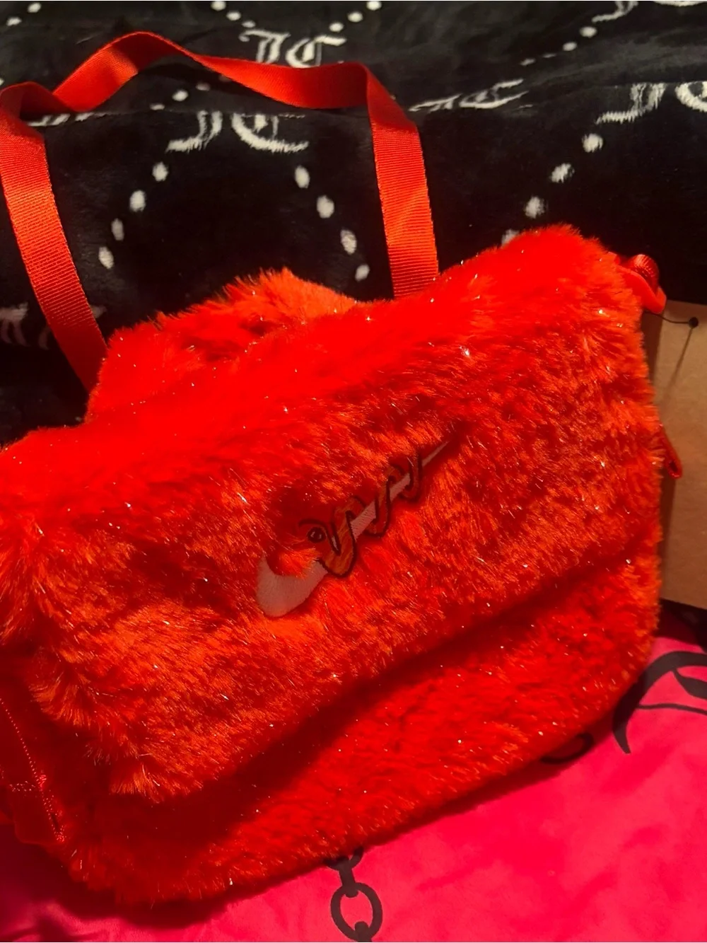 Nike Red Fuzzy Crossbody Bag